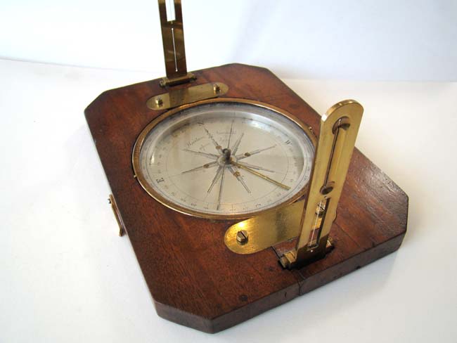 A Wonderful antique boxed Surveyor's Compass by John Hewitson, Newcastle upon Tyne, circa 1844-1856